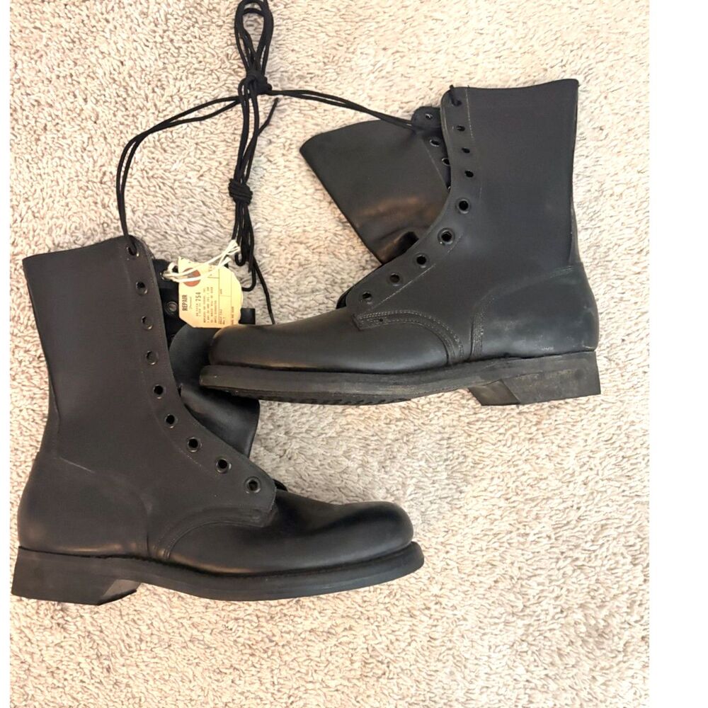 vintage biltrite NEW combat boots black leather military 1980s mens 9 womens 10